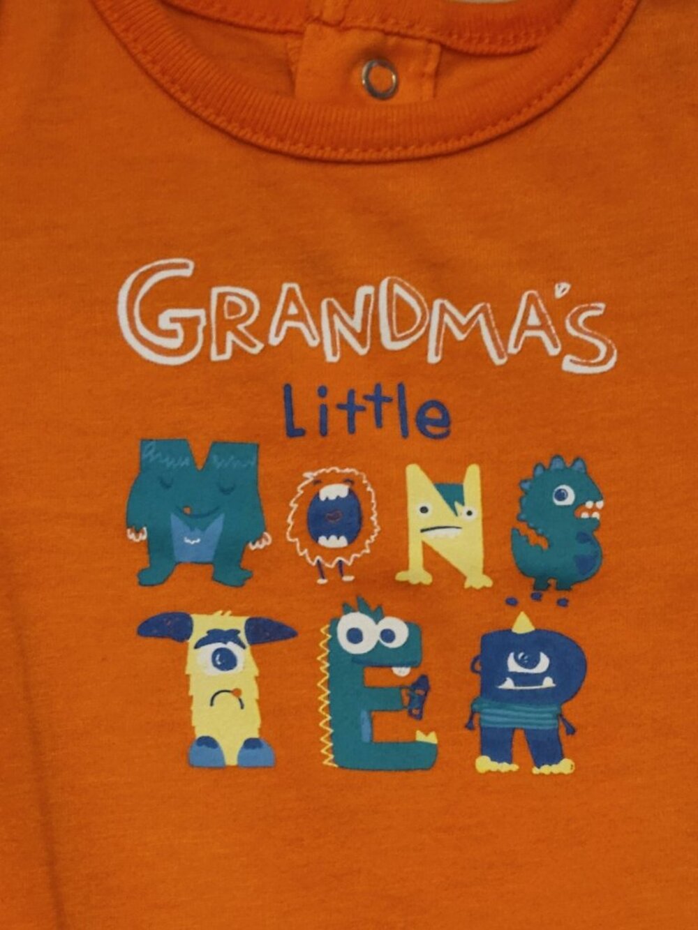Small Wonders Grandma's Little Monster Orange Bodysuit 0-3 Months Halloween - Picture 2 of 4